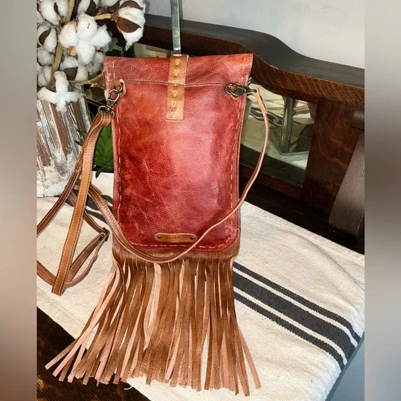 NWT Bed Stu Leather SANDY LANE Fringe Crossbody Bag Adobe Lux MSRP $205 - Picture 2 of 13